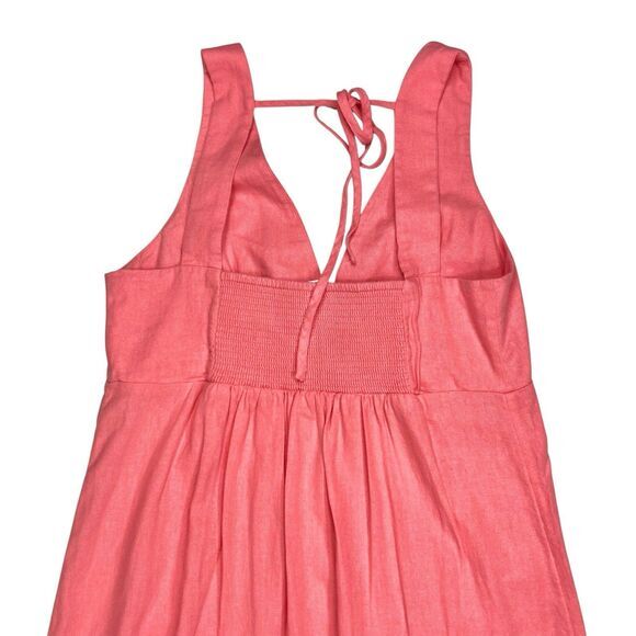 Old Navy Linen Maxi Dress Womens Sz S Pink Rose V-Neck Summer Beachy Coastal New - Picture 8 of 14